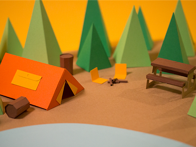 Paper Cut Camping Scene