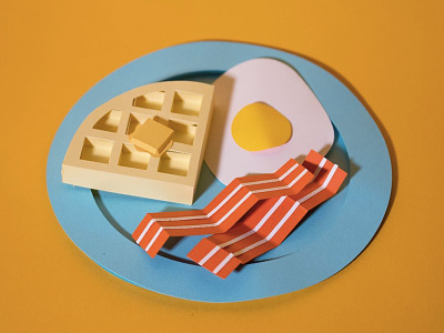 Paper Cut Breakfast bacon breakfast eggs paper paper cut papercraft waffles