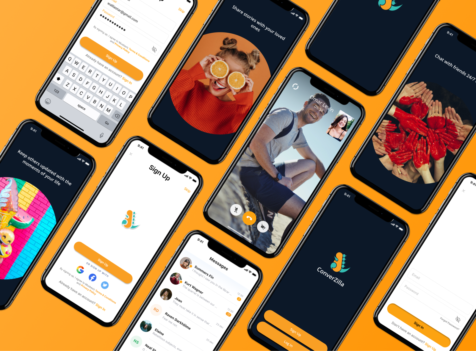 User Interface Design for Chat App ConverZilla by Wallia Rauf on Dribbble