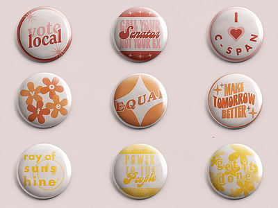 Retro Pin Buttons buttons campaign design election illustration mockup pin politics retro typography vintage vote
