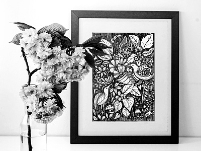 Stay close to nature! abstract art black and white black ink decorative art hand drawn illustration line drawing nature illustration pen and paper sketching