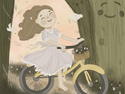 Мчимся на велосипеде illustration minimal typography арт велосипед девочка детская детскаяиллюстрация детский книжная иллюстрация