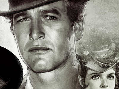 Butch and Sundance WIP butch cassidy illustration paul newman work in progress
