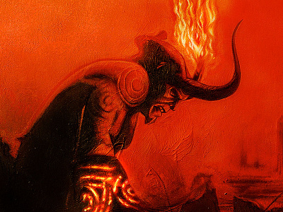 Hellboy Final Artwork airbrush gesso hellboy primacolor red