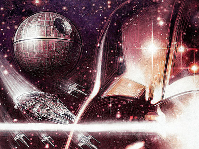 Star Wars: A New Hope darth vader death falcon film illustration lucasfilm poster space star star wars topps