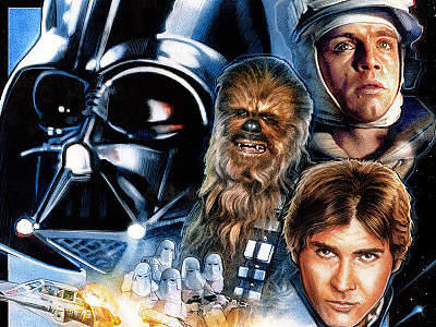 Star Wars - Empire Strikes Back chewbacca film poster han solo hoth illustration lucasfilm luke skywalker snow trooper star wars vader