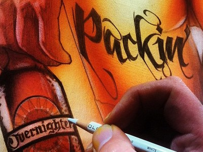 Color Pencil Work - Packin' Heat airbrush album cover drawing girl music orange rock sexy tattoo wip yellow