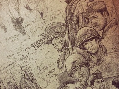 Underdrawing Completed army band bottleneck brothers drawing europe gallery hbo illustration nyc soldiers wip ww2