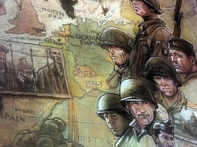 Band of Brothers - Completed! army band bottleneck brothers drawing europe gallery hbo illustration nyc soldiers wip ww2