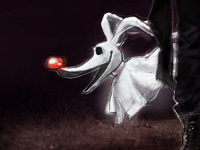 Zero Shot dog ghost illustration nightmare before christmas snowflake zero