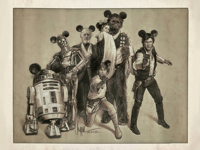 The Gang's All Here: Disney / LucasFilm Variant disney illustration lucasfilm star wars bottleneck gallery nyc show