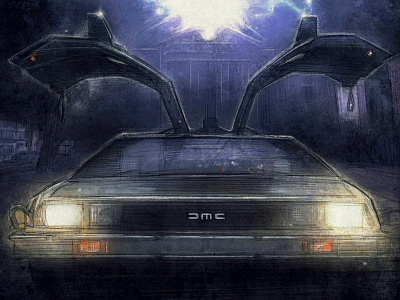 Time Machine back to the future delorean gallery hill valley illustration preview time machine