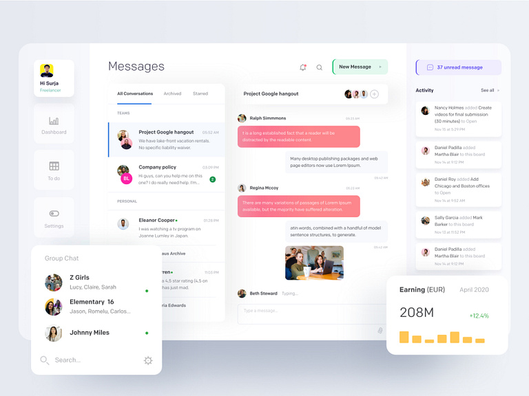 Messages by Surja Sen Das Raj for Ofspace UX/UI on Dribbble