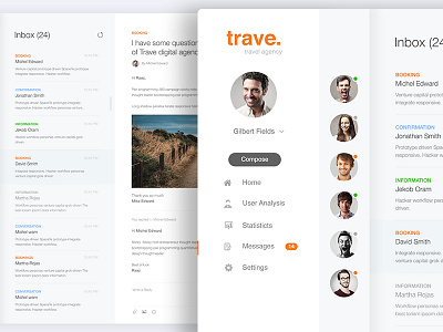 Trave : Experimental Dashboard 01 - Message agency landing dashboard dribbble best shot gmail illustration landing template trave travel agency travel agency ux