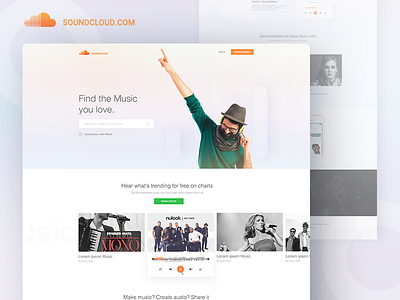 Soundcloud Landing Page Design Concept app landing page dribbble best shot landing page redesign soundcloud soundcloud landing