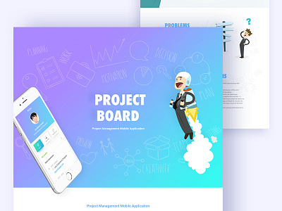 Project Board - Project Management Application Concept app app landing page creative dribbble best shot illustration project board template