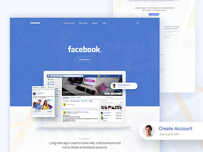 WIP : FB <3 - Find - Connect - Happy Chat ;) ;) app landing page creative dribbble best shot facebook facebook landing page illustration template