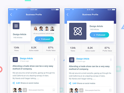 Articlex Profiles - Business Profile Screens app app design app landing page atriclex creative dribbble best shot illustration landing page new product profile template