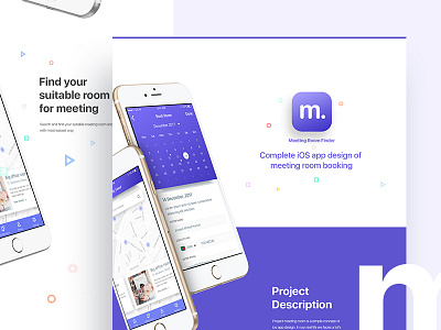 Meeting Room Booking - iOS App Design Concept app app design app landing page atriclex creative dribbble best shot illustration landing page meeting room new product profile template