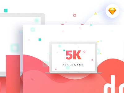 Free Sketch: 5k Followers – Thank you color creative design gmail google gradient template typography ui ux