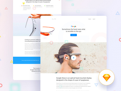 Freebie: Google Glass design gmail google google glass landing template ui ux