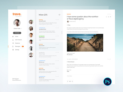 Trave Freebie: Email Interface app color creative design email social social ui trimbo ui ux