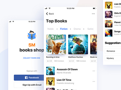 5M books Shop : iOS Application app book shop ui books color design gmail gradient parking social ui ux