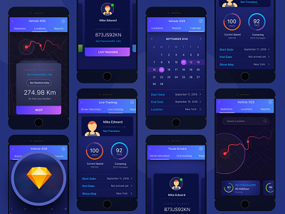 FreeBie : Vehicle XOS - Logistics App Screens app color freebie logisticsm mobile ui monile design statistics ux
