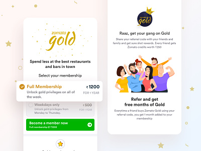 Zomato Gold Subscription Page