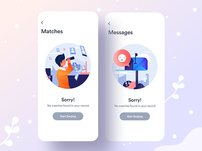 Coming on App Store : Dating App creative daring app dating dating website dribbble best shot illustration match message no matches no message profile sorry vector