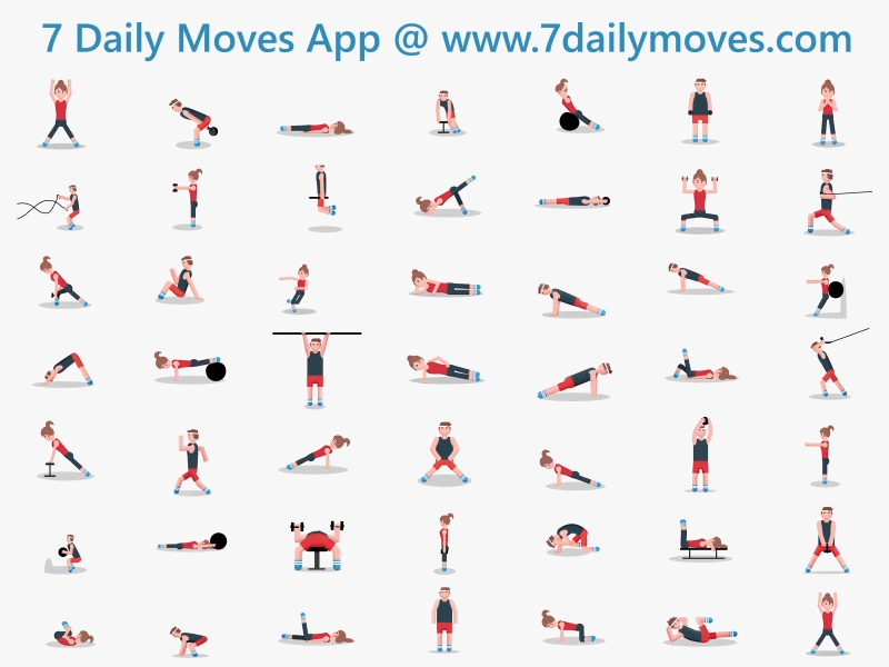 7dailymoves workout in a GIF! 7dailymoves design fitness illustration logo maps mobile photoshop solutelabs ui ux