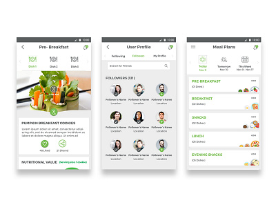 Diet App screens