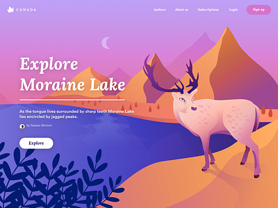 Moraine Lake canada cta deer discover explore illustration landscape phobos signup ui uiux ux