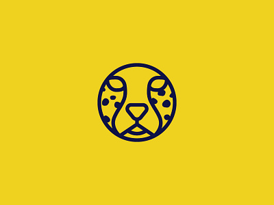 Cheetah animal blue cheetah circle logo minimal simple yellow