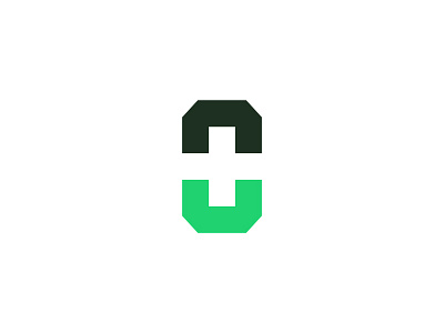 U+ monogram green monoram negative space u