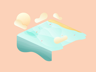 Waves beach cool colors gradient illustration isometric warm colors wave waves