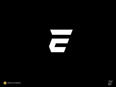 E & C monogram edwin carl capalla geometric logo minimal mongram negative simple white on black