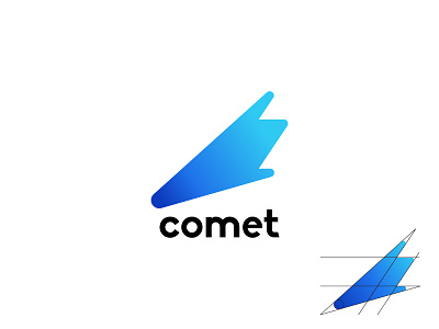 Comet blue comet gradient logo minimal space symbol