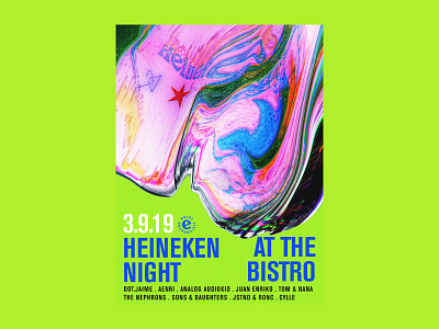 Heineken Night abstract bold colorful illustration iridescent minimal poster print simple type vibrant