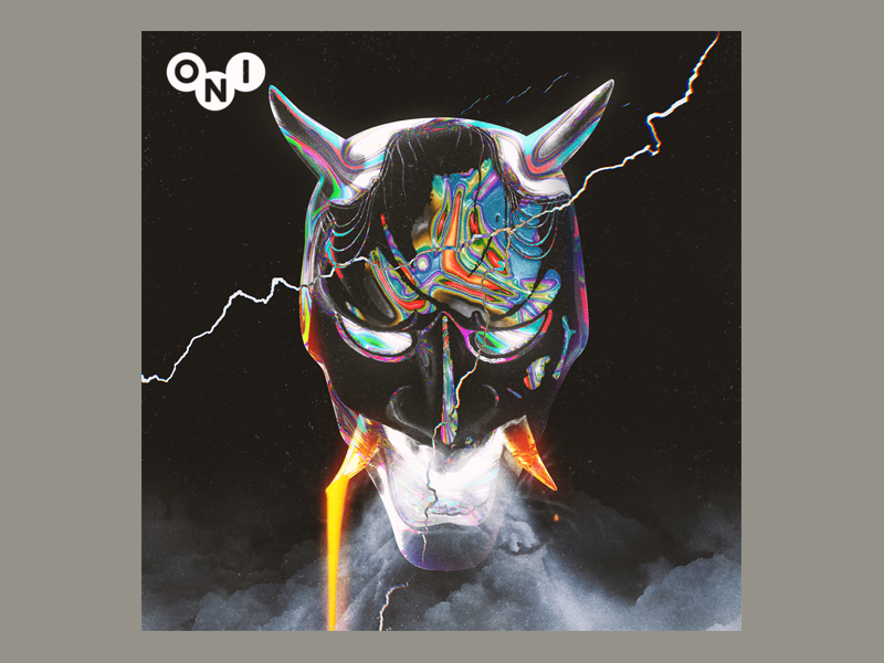 Experimenting #228 mask demon japanese oni mixtape sleeve vinyl music cd lp ep abstract minimal design cover art album