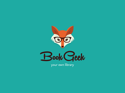Book Geek book cute fox geek glasses illustration library logo orange reads smart turqoise