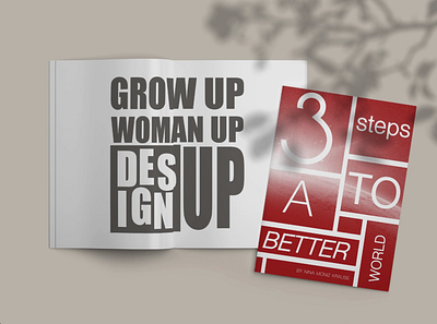 3 steps to a better world art black and white booklet branding design editorial editorial design illustration minimal minimalist red vector