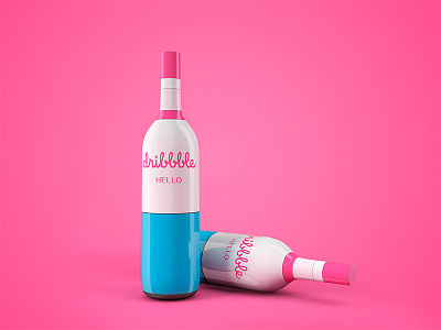 Hello dribbble bottle c4d dribbble frist shot pink