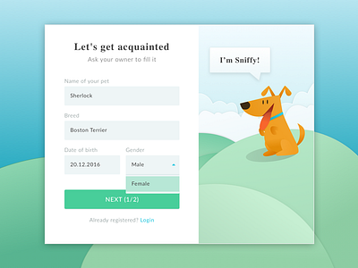Registration dog field illustration login registration web