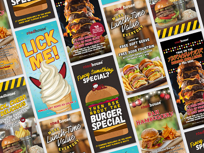 Roadhouse Promotional Tentcards american burger devil promotional design restaurant restaurant branding tent card