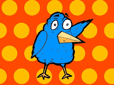 Bird bird cartoon hand drawn polka dots silly