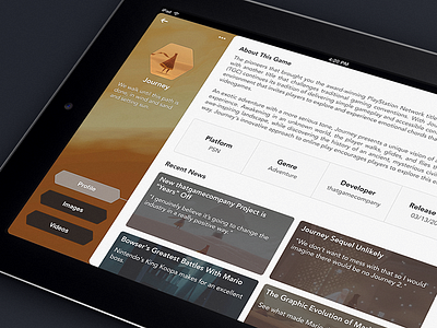 Game Profile app design encyclopedia gaming ios journey profile ui ux zelda