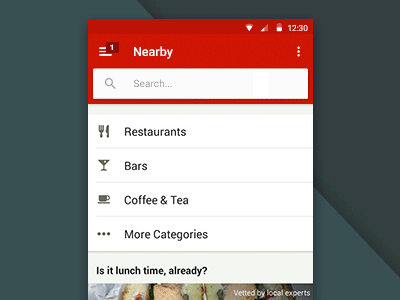 Yelp - Material Design android animation design gif lollipop materia material design search ui ux yelp