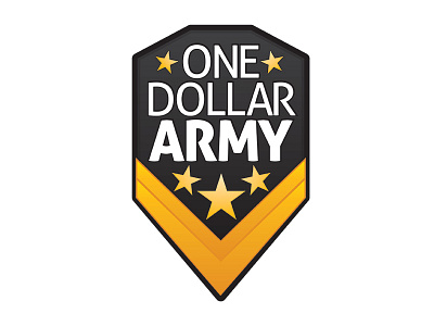 One Dollar Army Logo Concept black gold identity logo military patch stars stripes