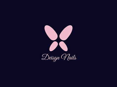 Logo nails beauty salon butterfly design logo design logotype love nails precious stones woman